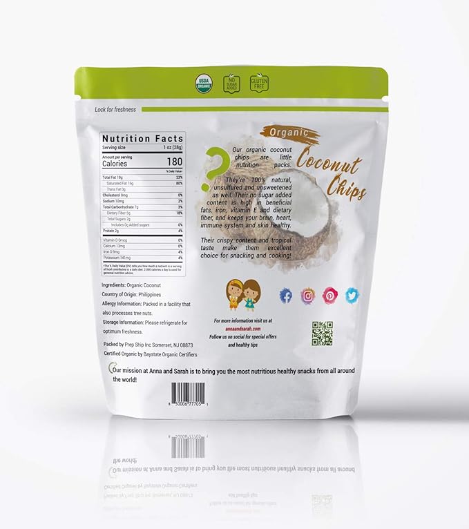 Anna and Sarah Organic Coconut Chips in Resealable Bag, 3 Lbs