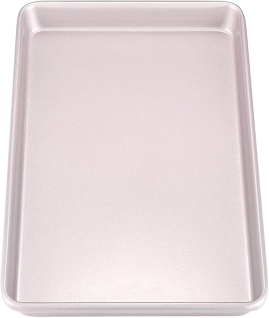 CHEFMADE 17-Inch Baking Sheet Pan, Non-Stick Carbon Steel Rimmed Cookie Sheet Pan for Oven Roasting Meat Bread Jelly Roll Battenberg Pizzas Pastries 12.8" x 17.7" x 1.1" (Champagne Gold)