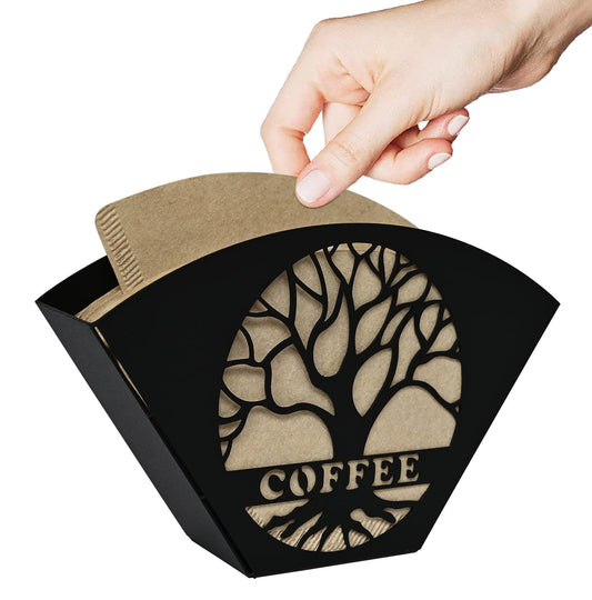 Stylish Coffee Filter Holder with Iron Fan Shape Evenly Spread out Filters, Coffee Filter Rack with