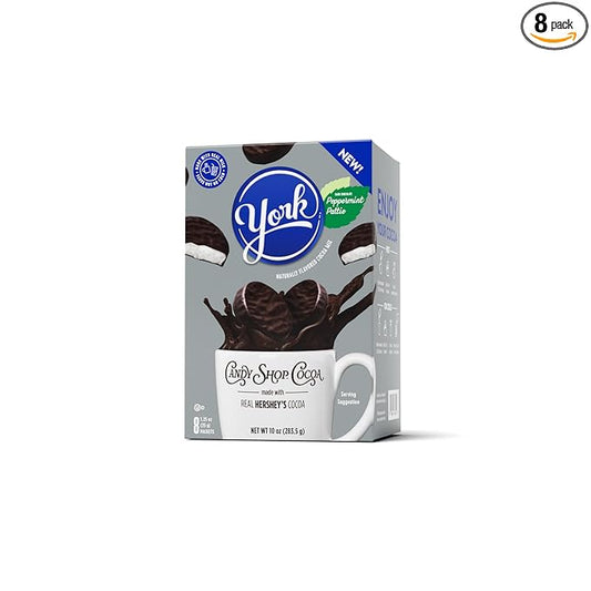 Candy Shop Cocoa YORK Peppermint Pattie Cocoa Mix Hot Chocolate Make Hot or Iced Cocoa Made With Real Milk Gluten Free 1.25 oz packet (8 count)
