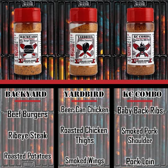 THE TAILGATE FOODIE Rare Pitmaster Gourmet Seasonings | 4 pc Grill Essentials Gift Set | 3 Secret Competition BBQ Spice Blends Great for Ribs, Pork, Brisket, Chicken, Steak *Great Father's Day Gift*