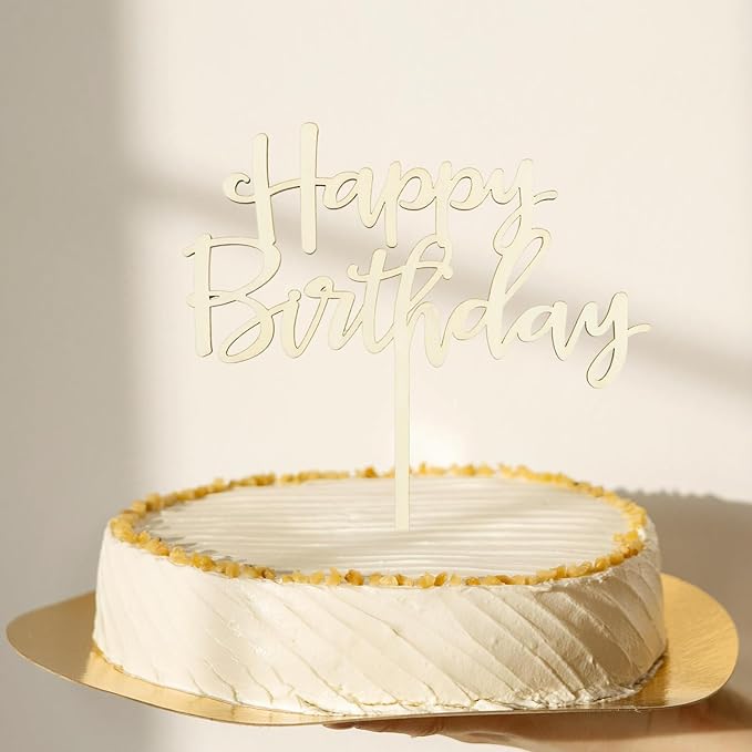 Wooden Happy Birthday Cake Toppers, Birthday Party Decoration Supplies, Premium Quality Decoration(Design 02)