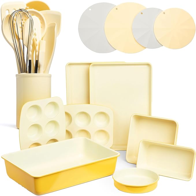 Larder & Vine 24 Piece Set (Limoncello) | Bakeware Set, Utensil Set, and Trivets