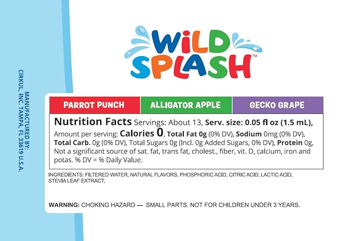 Cirkul Wild Splash Flavor Cartridge Variety Pack with Stevia, 6-Pack (2 Parrot Punch, 2 Alligator Apple, 2 Gecko Grape), No Sugar, Zero Calorie Drink Mix