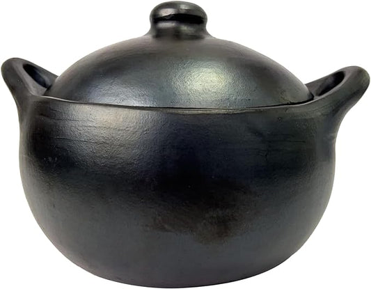 Authentic La Chamba Stewpot-Elegant, All-Natural Black Clay Dutch Oven for Braising, Baking, Roasting Chicken, Cooking Beans - Stovetop & Oven Safe ??Handmade in Colombia - Medium, 3 Qt.