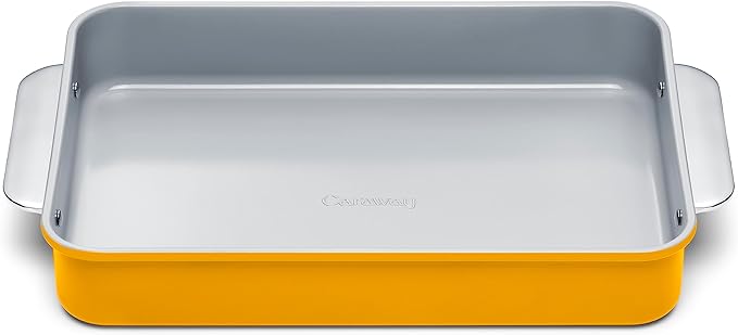 Caraway Non-Stick Ceramic 9?�x13??Rectangle Pan - Naturally Slick Ceramic Coating - Non-Toxic, PTFE & PFOA Free - Perfect for Brownies, Lasagnas, and More - Marigold