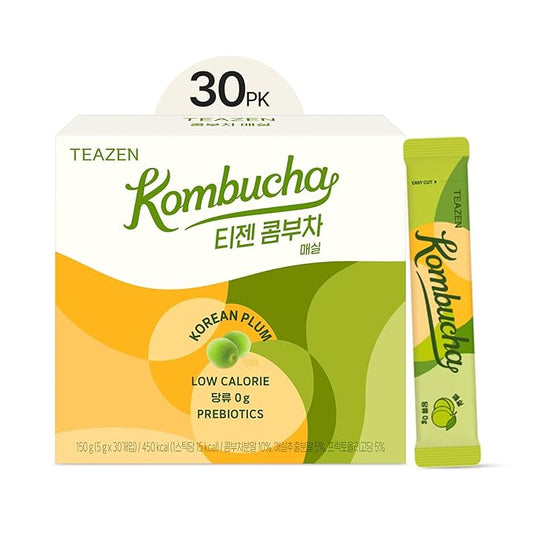 TEAZEN Japanese Apricot Kombucha Tea, Electrolyte & Hydration Drink Mix, Sugar Free, Live