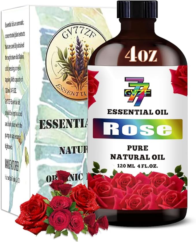 Rose Essential Oil (4 oz/120 ml) ??Rose Oils for Aromatherapy, diffusers, humidifiers, Home fragrances, DIY Skincare, soap Making, DIY Candle, Relaxation, Yoga, and Meditation