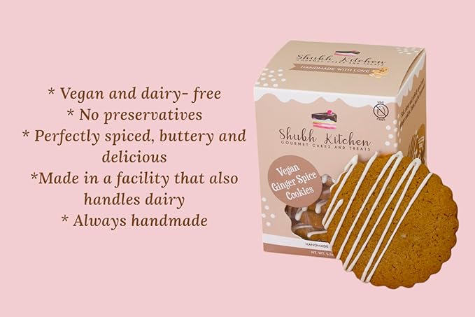 Vegan Ginger Spice Cookies- Holiday Cookies, Gourmet Vegan Snack, 100% Egg-Free, Dairy-Free, Allergy-Friendly, Plant-Based Treats, Festive Spiced Cookies, 5.5 oz Pack