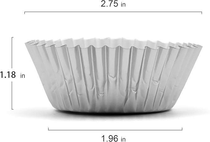 200 Pcs Silver Foil Cupcake Liners Standard Baking Cups Muffin Paper Cases