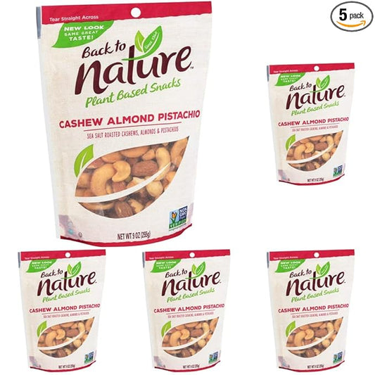 Back To Nature Non-Gmo Trail Mix, Cashew Almond Pistachio Blend, 9 Ounce (Pack of 5)