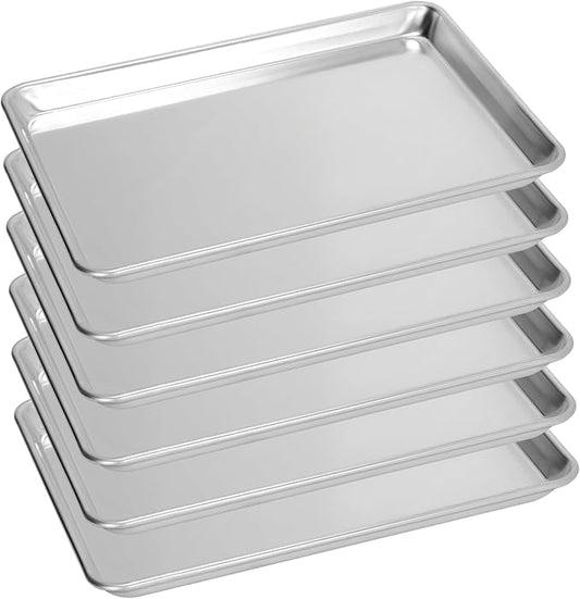 6 Pack Big Size Baking Sheet Pan, Aluminum Commercial Cookie Sheet Pan, Durable & Anti-Stick 15?쓝 21??,<div>