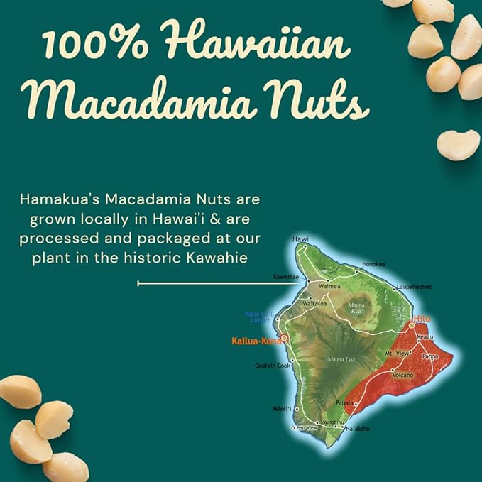 Hamakua Macadamia Nuts - No Salt Baking Macadamias (1.25 lb) - Natural Eco-Friendly Large Hawaiian Grown Dry Roasted Half and Whole Macadamias