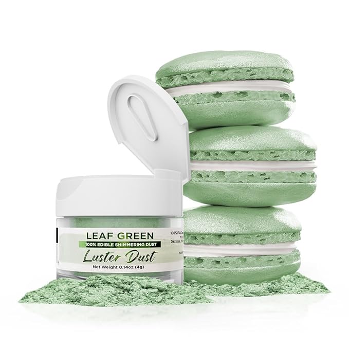 Luster Dust - Leaf Green (4g 1x Jar) | Edible Vegan Dust & Paint for Cake Decorating, Ice Cream, Desserts, Cocktails and Beverages by Bakell