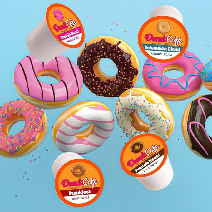 Donut Cafe Holiday Pack (Holiday Delight, Pmint Mocha, VanCaramel) 60ct Single Cup