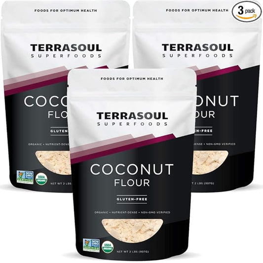 Terrasoul Superfoods Organic Coconut Flour, 6 Lbs (3 Pack) - Gluten-Free | Unrefined | Fine Texture | Premium Quality