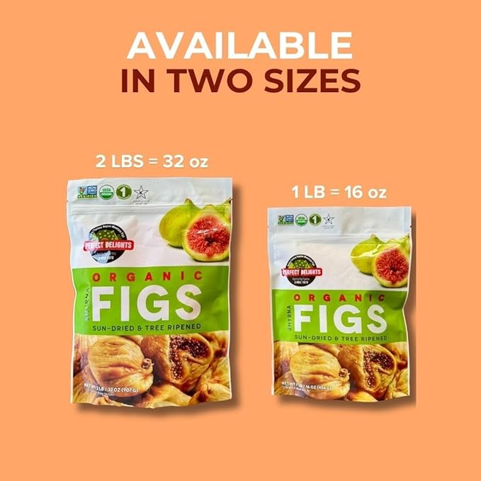 Perfect Delights Organic Turkish Figs, Vegan, Sun-Dried Pitted Figs, Healthy Fruit Snack for Kids and Adults - Single Pack (32 oz)