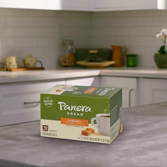 Panera Bread Caramel Light Roast Coffee, Single Serve 60 Count Pods (6 Packs of 10)