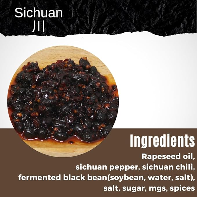 NPG Authentic Sichuan Black Bean Chili Sauce 7 Oz, Medium Heat, Tangy, and Fermented, Ready to Use Hot Sauce for Topping, Dipping, and Cooking, Premium Chinese Condiment