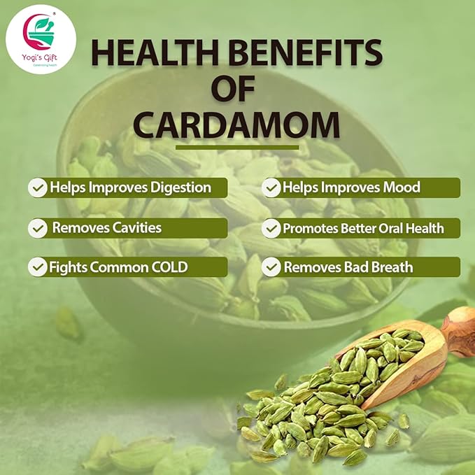 Green Cardamom Pods Whole (6 Oz) | Premium Quality | Fresh & Natural | Perfect for Coffee, Tea, Desserts, & Baking | By Yogi's Gift® (6 Ounce (Pack of 1), Cardamom Pods)