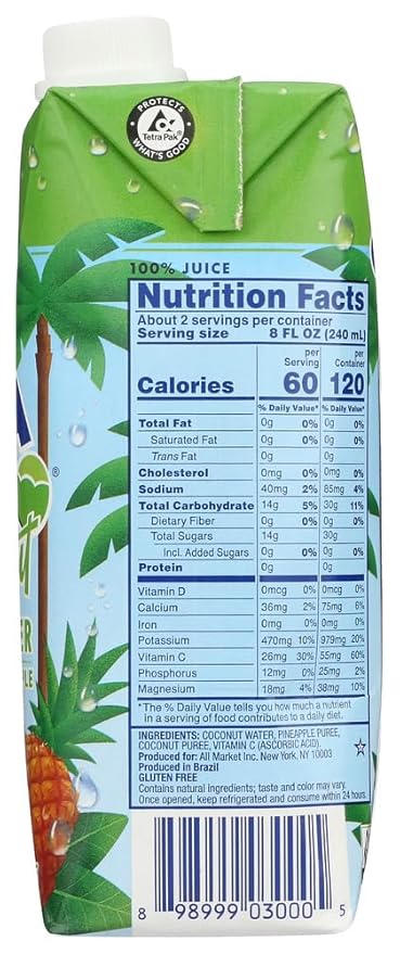 Vita Coco Coconut Water, Pineapple, 16.9 Fl Oz