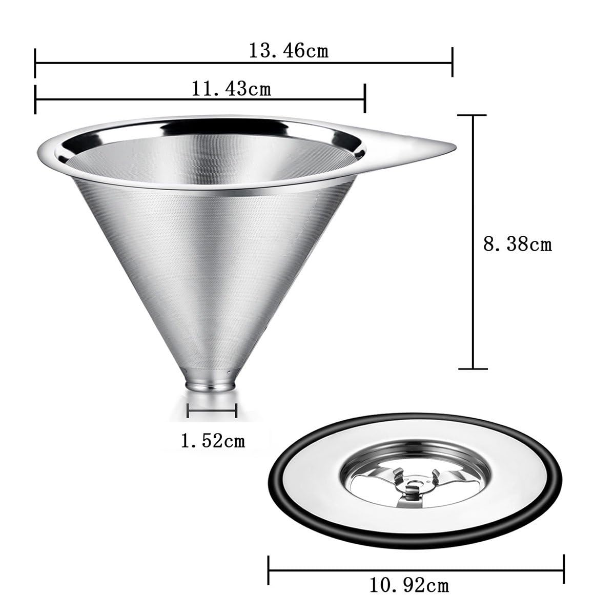 LHS Pour Over Coffee Dripper Stainless Steel Coffee Filter Metal Cone Filter Paperless Reusable