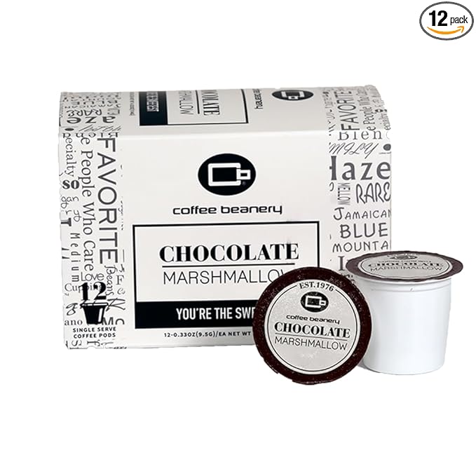 Coffee Beanery Chocolate Marshmallow Coffee Pods | 12ct Medium Roast | 100% Specialty Arabica | Gourmet Flavored Pods