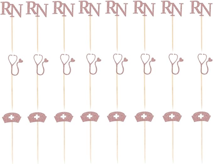 STOBOK 24pcs Cupcake Toppers for Medical Rn Themed Graduation Party Nurse Cupcake Toppers Nurse Graduation Cupcake Picks Themed Party Supplies