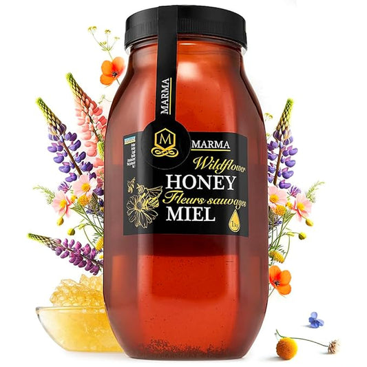 HONIGMA® Marma Wildflower Honey | Authentic Raw Honey from Ukraine | 100% Pure & Unpasteurized | 1000g/35.2oz | May Arrive Crystallized or Partially Crystallized | Pack of 1