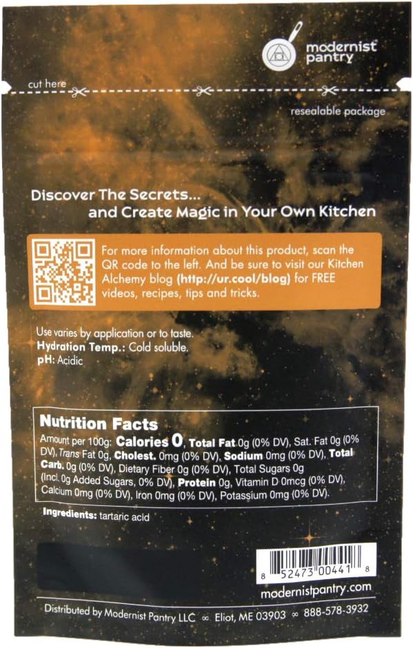 Pure Tartaric Acid ⊘ Non-GMO Gluten-Free Vegan OU Kosher Certified - 50g/2oz