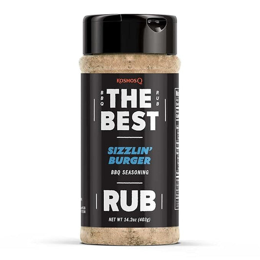 Kosmos Q The Best Sizzlin' Gourmet Burger Seasoning for Grilling - Hamburger Deluxe Seasoning for Ground Beef, Burger Patties, Meatloaf, Barbecue Brisket & Chili - Hamburger Rub (14.2 oz)