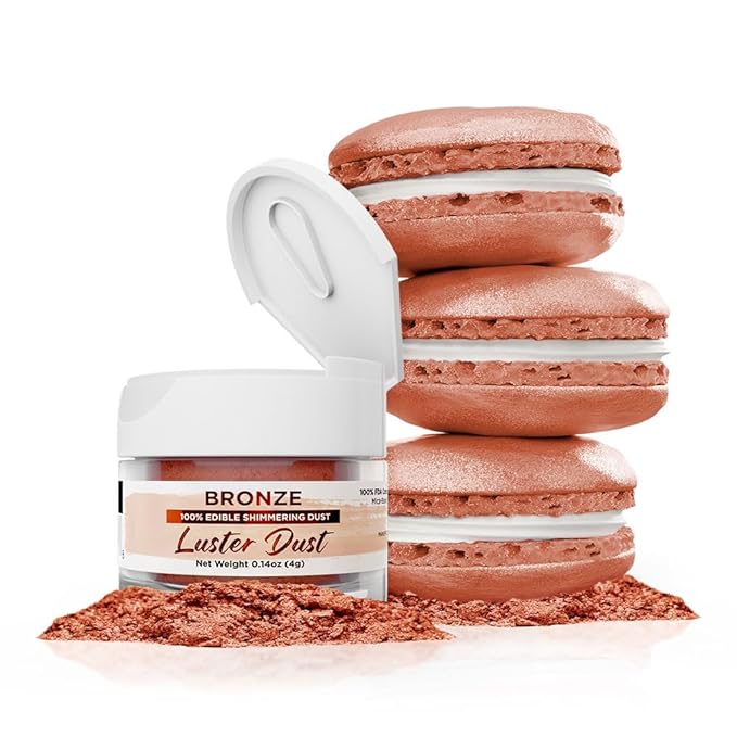 Luster Dust - Bronze Gold (4g 1x Jar) | Edible Vegan Dust & Paint for Cake Decorating, Ice Cream, Desserts, Cocktails and Beverages by Bakell