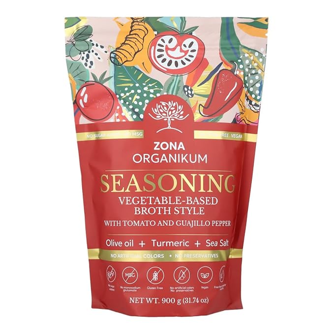 ZONA ORGANIKUM Tomato & Guajillo Chili Broth Seasoning Powder 31.74 oz, Vegan, Gluten-Free, No MSG, No Sugar, No Artificial Colors or Preservatives