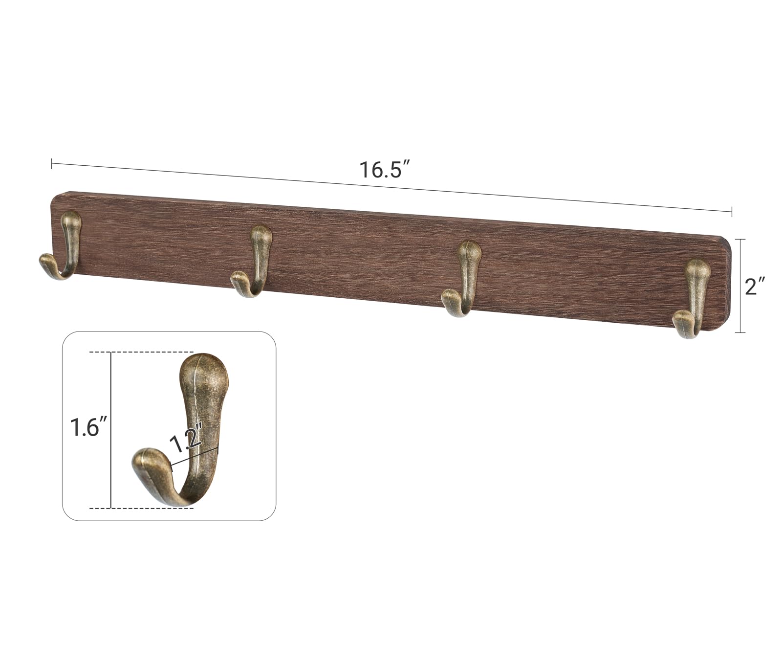 Mkono Wall Mug Holder, Wooden Coffee Cup Hanger Rack with 8 Hooks, Brown
