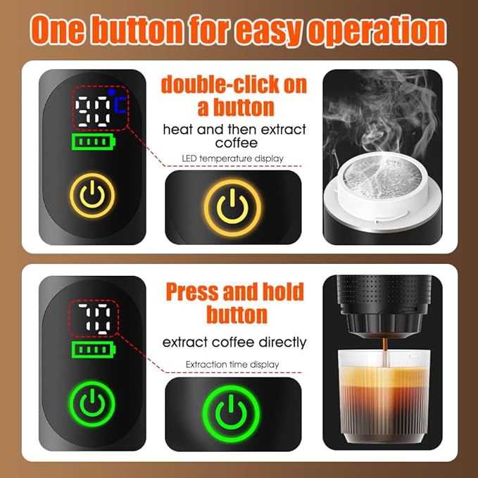 Automatic Espresso Maker ??Dual Hot & Cold Brew ??20 BAR Pressure ??Compact Portable Coffee Machine with Rapid Heating ??Built-In Transparent Cup ??Travel-Friendly Design