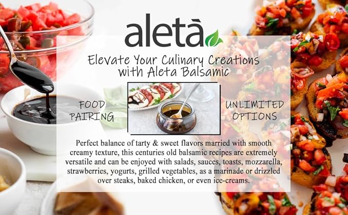 Aleta Farms Balsamic Vinegar, Greek Organic Strawberry Infused Aged Balsamic Vinegar, USDA Organic, Perfect for Salad Dressings, Pasta, Desserts & Cocktails, Glass Bottle, 8.45 fl oz (Strawberry)