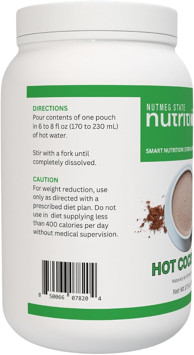 Nutmeg State Nutrition - High Protein Hot Cocoa Mix, Low Calorie Hot Chocolate Protein Drink, 15g Protein, 80 Calories, 3g Sugar, 21 Servings Per Canister, 17.6 Ounces