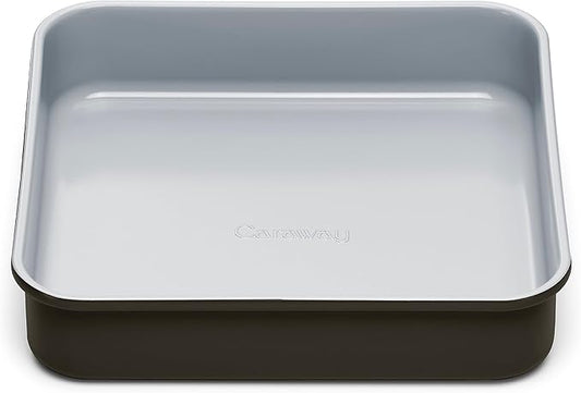 Caraway Non-Stick Ceramic 9??Square Pan - Naturally Slick Ceramic Coating - Non-Toxic, PTFE & PFOA Free - Perfect for Brownies, Lemon Bars, Cakes, & More - Black
