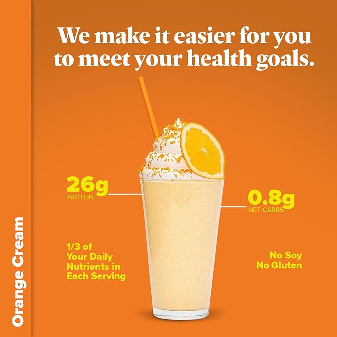 Keto Chow Orange Cream - Keto Meal Replacement Shake Powder - Nutritionally Complete - Low Carb - Delicious Easy Meal Substitute - Protein Rich You Choose The Fat - 21 Meal Serving