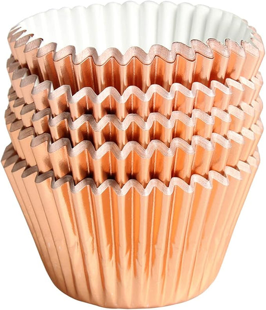 Rose Gold Foil Muffin Cupcake Liners case Baking Cups,Foil Cupcake Liners Standard Baking Cups Pack of 100 ??,<div>