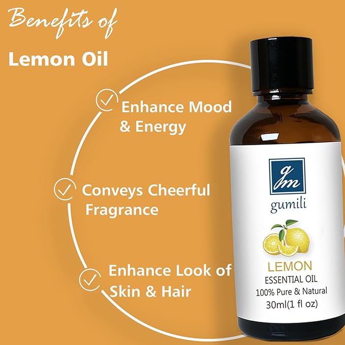 Lemon Essential Oil 1 Oz ??100% Pure Natural Lemon Oil for Cleaning, Diffuser, Skin, Massage & DIY, Fresh Citrus Scent