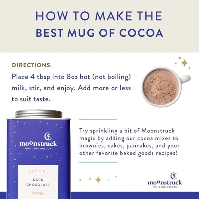 Moonstruck Chocolate Dreamy Dark Chocolate Hot Cocoa Mix, 9.5oz (Pack of 1)