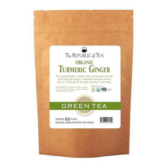 The Republic of Tea ??Organic Turmeric Ginger Green Tea Refill, 50 Tea Bags, Naturally Caffeinated