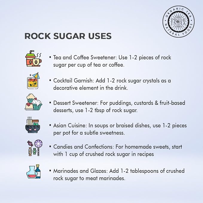 Pride Of India - Natural Crystal Rock Sugar Whole - 12 oz (340 gm) Medium Dual Sifter Jar - Authentic Indian Sugar Crystals - Used to Sweeten Milk or Tea - Offers Best Value for Money