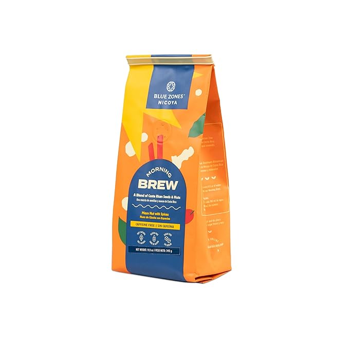 Blue Zones Nicoya - Morning Brew, Maya Nut and Spices- 100% Natural Ground Coffee Alternative - High Micronutrients - Gluten & Sugar-Free (12 oz/ 340 g)