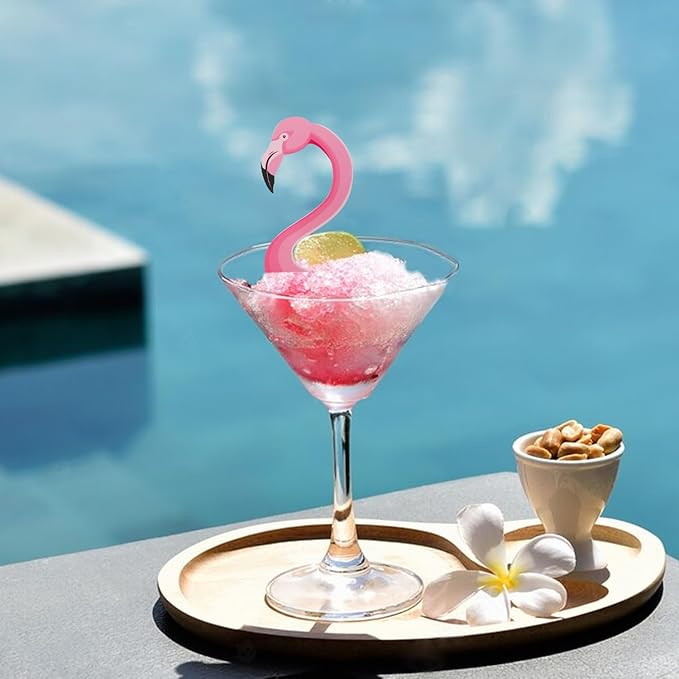 24Pcs Flamingo Cupcake Toppers, Tropical Aloha Cake Decorations for Luau Hawaiian Theme Baby Shower Birthday Party Supplies