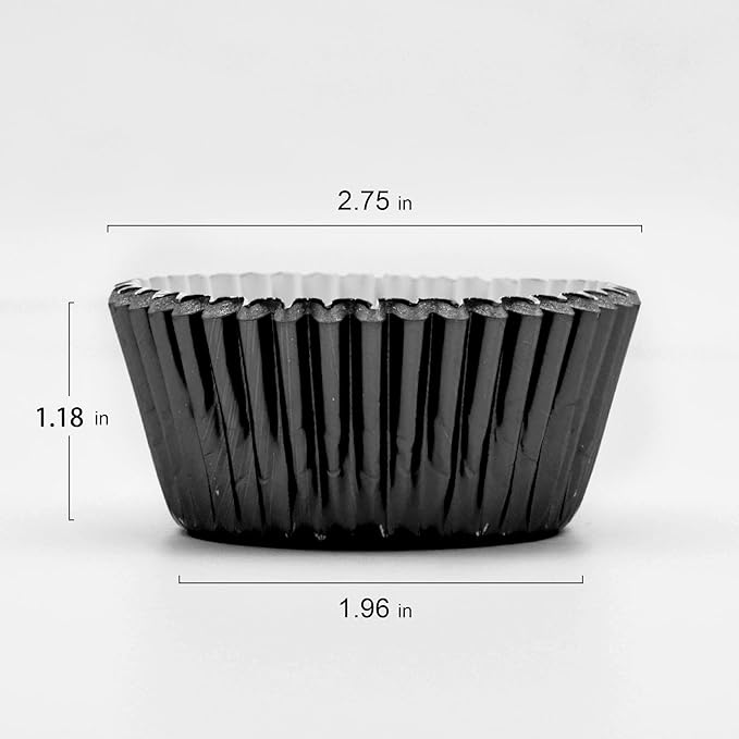 200 Pcs Black Foil Cupcake Liners Standard Baking Cups Muffin Paper Cases