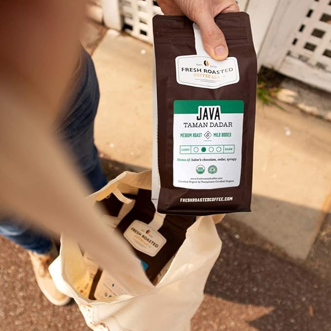 Fresh Roasted Coffee, Organic Java Taman Dadar | USDA Organic, RFA, Kosher | Medium Roast 2 lb (32 oz) Whole Bean