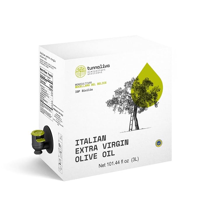 Tunnaliva EVO Oil - Italian Extra Virgin Olive Oil - 100% Nocellara del Belice - IGP Sicilia - 101,44 fl oz Bag-in-box