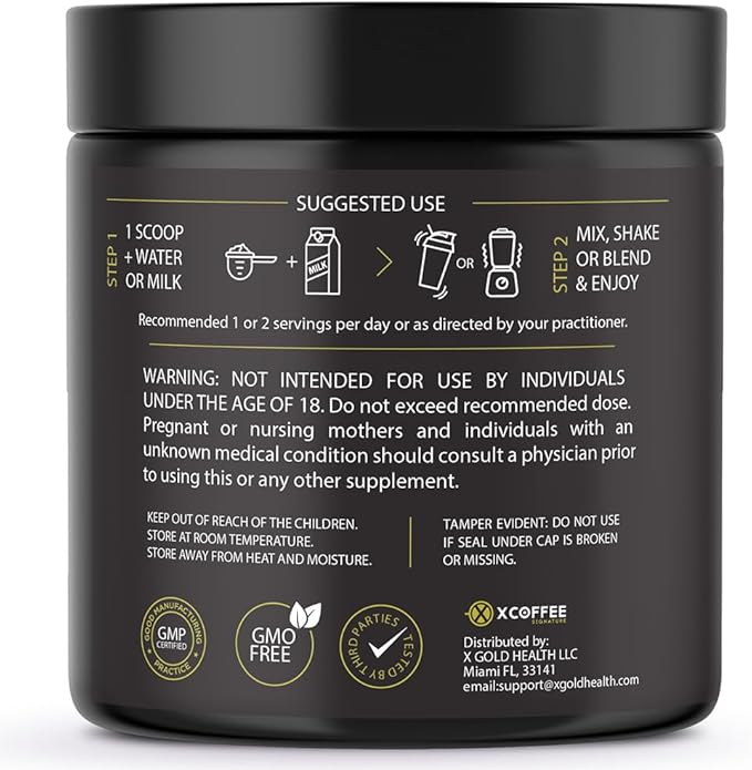 X COFFEE Instant Black Maca Coffee for Men and Women – Maca Coffee Powder - Instant Coffee Blend with Maca Root, Ashwagandha, Ginseng, Huperzine A, Rhodiola, Taurine, Uridine, Citicoline & L-Tyrosine